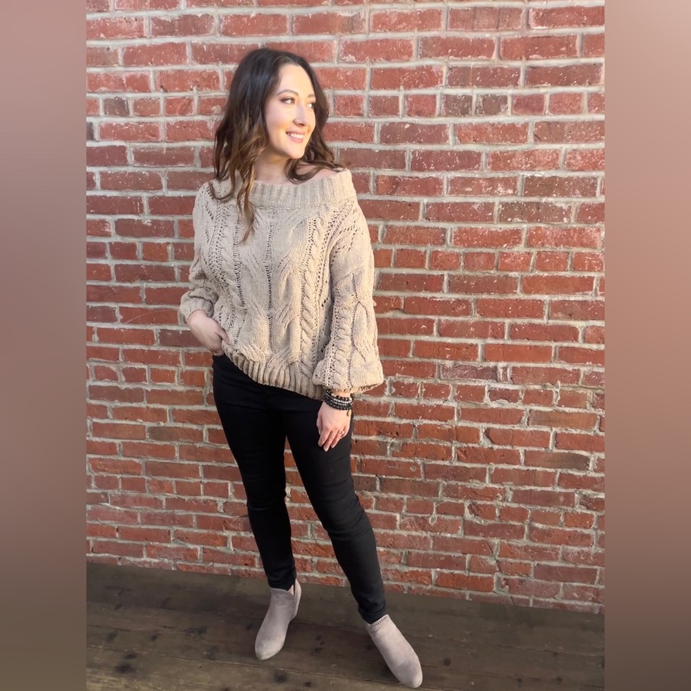 Ani Off The Shoulder Chunky Knit Sweater